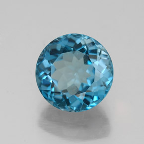 2.46 ct Blue Topaz Stone, Natural Topaz in Round Facet Shape for Sale