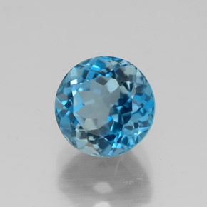 2.20 ct Blue Topaz Stone, Natural Topaz in Round Facet Shape for Sale