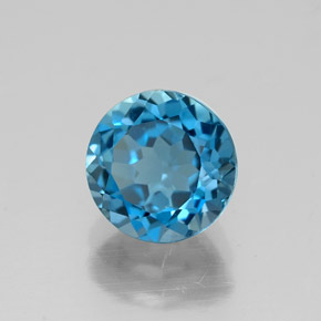 1.76 ct Blue Topaz Stone, Natural Topaz in Round Facet Shape for Sale