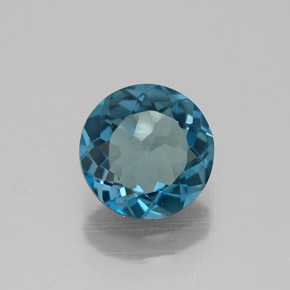 1.38 ct Blue Topaz Gemstone, Topaz Gem in Round Facet Shape for Sale.