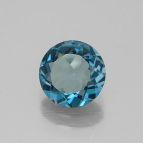 1.38 ct Blue Topaz Stone, Natural Topaz in Round Facet Shape for Sale