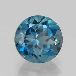 1.65 ct Blue Topaz Stone, Natural Topaz in Round Facet Shape for Sale