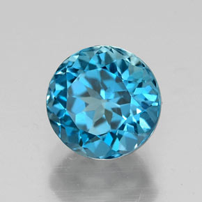 1.92 ct Blue Topaz Stone, Natural Topaz in Round Facet Shape for Sale