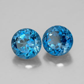 3.91 ct Blue Topaz Stone, Natural Topaz in Round Facet Shape for Sale