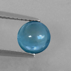 1.49 ct Blue Topaz Gemstone, Topaz Gem in Round Cabochon Shape for Sale.