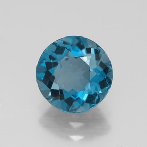 2.08 ct Blue Topaz Stone, Natural Topaz in Round Facet Shape for Sale