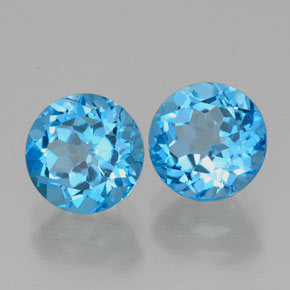 3.41 ct Blue Topaz Stone, Natural Topaz in Round Facet Shape for Sale