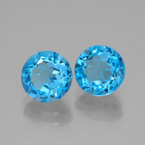 3.49 ct Blue Topaz Gemstone, Topaz Gem in Round Facet Shape for Sale.