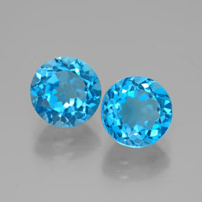3.49 ct Blue Topaz Stone, Natural Topaz in Round Facet Shape for Sale