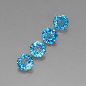 6.62 ct Blue Topaz Stone, Natural Topaz in Round Facet Shape for Sale