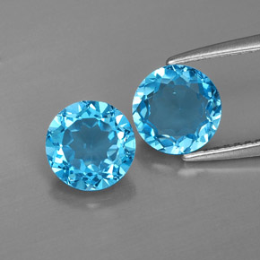3.12 ct Blue Topaz Gemstone, Topaz Gem in Round Facet Shape for Sale.