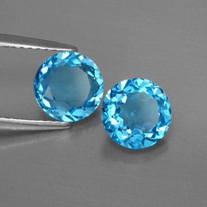 3.12 ct Blue Topaz Stone, Natural Topaz in Round Facet Shape for Sale