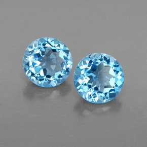 3.30 ct Blue Topaz Stone, Natural Topaz in Round Facet Shape for Sale