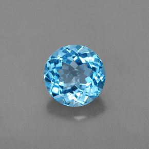 1.64 ct Blue Topaz Gemstone, Topaz Gem in Round Facet Shape for Sale.