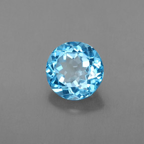 1.64 ct Blue Topaz Stone, Natural Topaz in Round Facet Shape for Sale