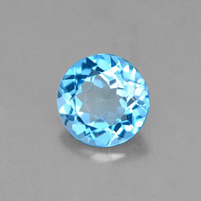 1.37 ct Blue Topaz Stone, Natural Topaz in Round Facet Shape for Sale