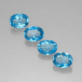 6.07 ct Blue Topaz Gemstone, Topaz Gem in Oval Facet Shape for Sale.