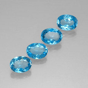 6.07 ct Blue Topaz Stone, Natural Topaz in Oval Facet Shape for Sale