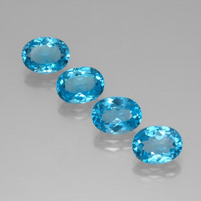 6.54 ct Blue Topaz Gemstone, Topaz Gem in Oval Facet Shape for Sale.
