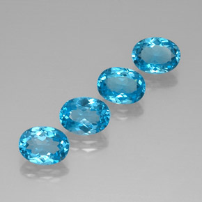 6.54 ct Blue Topaz Stone, Natural Topaz in Oval Facet Shape for Sale