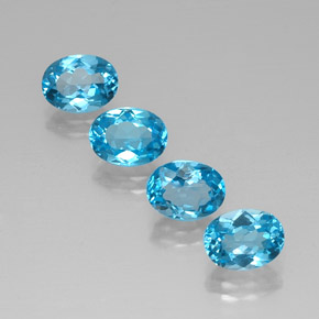 6.46 ct Blue Topaz Gemstone, Topaz Gem in Oval Facet Shape for Sale.