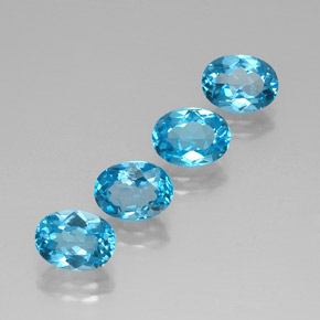 6.46 ct Blue Topaz Stone, Natural Topaz in Oval Facet Shape for Sale