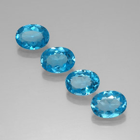 5.89 ct Blue Topaz Gemstone, Topaz Gem in Oval Facet Shape for Sale.
