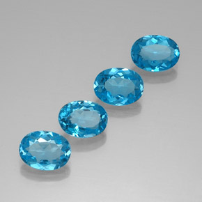 5.89 ct Blue Topaz Stone, Natural Topaz in Oval Facet Shape for Sale