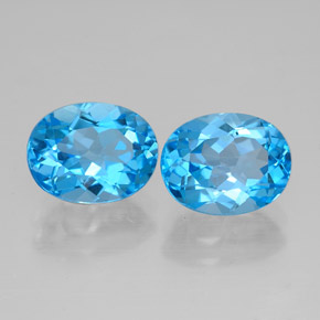 5.17 ct Blue Topaz Stone, Natural Topaz in Oval Facet Shape for Sale