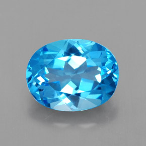 2.51 ct Blue Topaz Gemstone, Topaz Gem in Oval Facet Shape for Sale.