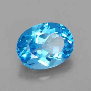 2.51 ct Blue Topaz Stone, Natural Topaz in Oval Facet Shape for Sale