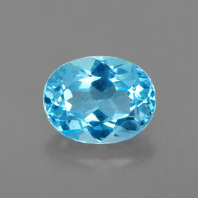 2.51 ct Blue Topaz Gemstone, Topaz Gem in Oval Facet Shape for Sale.