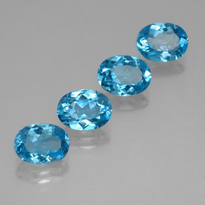 6.06 ct Blue Topaz Gemstone, Topaz Gem in Oval Facet Shape for Sale.