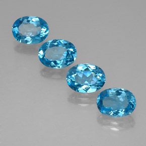 6.06 ct Blue Topaz Stone, Natural Topaz in Oval Facet Shape for Sale