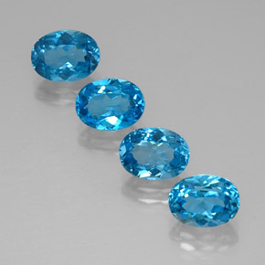 6.82 ct Blue Topaz Stone, Natural Topaz in Oval Facet Shape for Sale