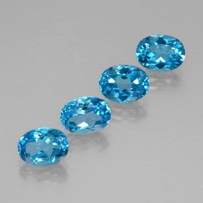 6.82 ct Blue Topaz Gemstone, Topaz Gem in Oval Facet Shape for Sale.