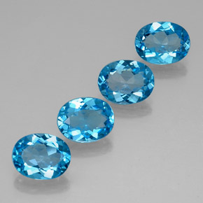8.55 ct Blue Topaz Gemstone, Topaz Gem in Oval Facet Shape for Sale.