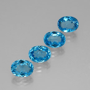 7.20 ct Blue Topaz Gemstone, Topaz Gem in Oval Facet Shape for Sale.