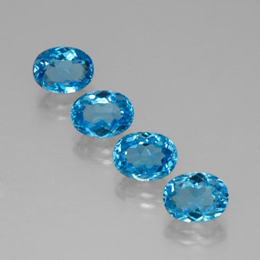 7.20 ct Blue Topaz Stone, Natural Topaz in Oval Facet Shape for Sale