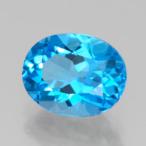 2.41 ct Blue Topaz Stone, Natural Topaz in Oval Facet Shape for Sale
