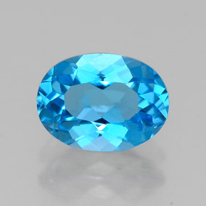 1.53 ct Blue Topaz Gemstone, Topaz Gem in Oval Facet Shape for Sale.