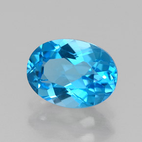1.53 ct Blue Topaz Stone, Natural Topaz in Oval Facet Shape for Sale