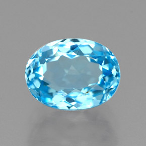 2.02 ct Blue Topaz Gemstone, Topaz Gem in Oval Facet Shape for Sale.