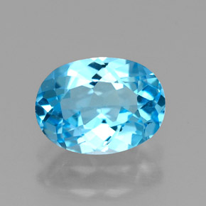 1.47 ct Blue Topaz Gemstone, Topaz Gem in Oval Facet Shape for Sale.