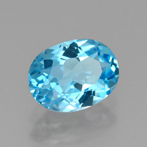 1.47 ct Blue Topaz Stone, Natural Topaz in Oval Facet Shape for Sale