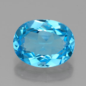 2.18 ct Blue Topaz Gemstone, Topaz Gem in Oval Facet Shape for Sale.