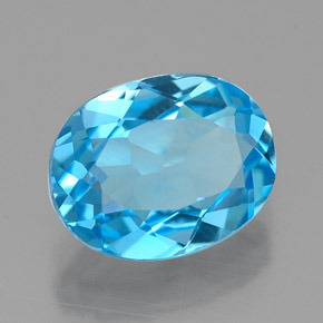 2.18 ct Blue Topaz Stone, Natural Topaz in Oval Facet Shape for Sale