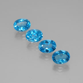 6.92 ct Blue Topaz Gemstone, Topaz Gem in Oval Facet Shape for Sale.