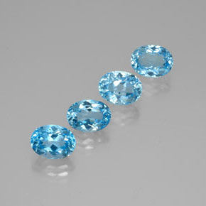 7.48 ct Blue Topaz Stone, Natural Topaz in Oval Facet Shape for Sale