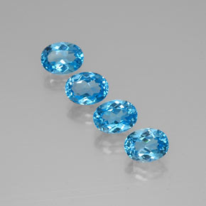 7.07 ct Blue Topaz Gemstone, Topaz Gem in Oval Facet Shape for Sale.